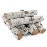 Gas Fireplace Logs Set, Ceramic White Birch Wood Gas Log for Gas Fireplace Insert, Faux Fireplace Fire Logs for Vented, Indoor Electric Fireplace Outdoor Fireplace Decor Fake Fireplace Logs, 6pcs