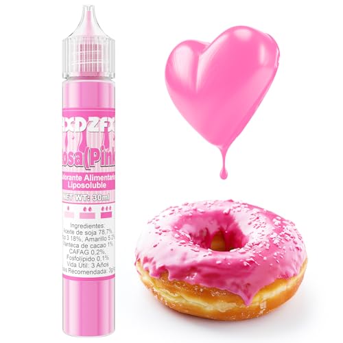 Colorante Liposoluble para Chocolate - Colorante Alimentario Rosa Concentrado para Tartas de Crema, Decoración de Tartas Horneadas, Chocolate, Helado, Confitería, Donuts, Galletas - 30ml