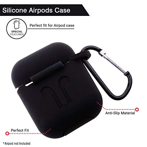 Image of Colorcase Silicone Shock Proof Protection Sleeve Skin Carrying Bag Box Cover Case for Apple AirPods 1& Apple Airpods 2 Wireless Headset Earphone (Black)