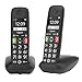 Gigaset E290 Duo - 2 Schnurlose Senioren-Telefone ohne Anrufbeantworter - großen Tasten, großes Display, Zielwahltasten für wichtige Nummern, Verstärker-Funktion für extra lautes Hören, schwarz