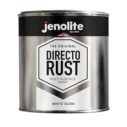 JENOLITE Directorust White Gloss - Multi Surface Paint - For Use On Wood, Metal, Plastic, Ceramic & Rusted Surfaces - 1 Litre (RAL 9016)