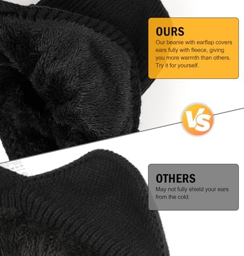 Winter Beanie with Brim and Ear Flaps, Outdoor Warm