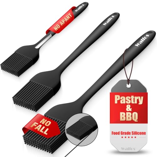 Image of Walfos 3 Size Basting Brush, 600F High Heat Resistant Silicone Pastry Brushes for BBQ, Baking, Kitchen Cooking, Desserts- BPA Free&Dishwasher Safe