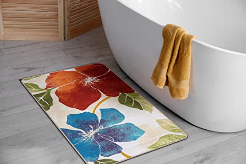 Camilson Solana Modern Floral 2' X 3' Area Rugs Non-Skid (Non-Slip) Rubber Backing Orange - Green Flowers Indoor Rug (2X3, Multicolor) #TOP6