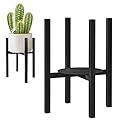 CADANI Metal Adjustable Plant Stand, Mid-Century Plant Stand, Flower Pot Stand with Trays to Fit Different Sized Pots, Heavy Duty Plant Holder Rack for Home Indoor and Outdoor, Black