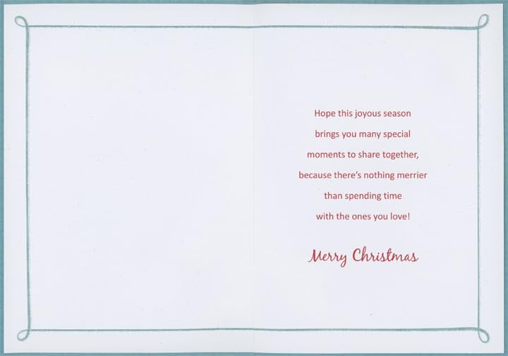 Designer Greetings Christmas in the Heart: Two Swags with 3D Poinsettias and Silver Sequins on Blue Hand Decorated Christmas Card for Son and Wife