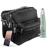 Herren Arbeitstasche Flugbegleiter Businesstasche - Handwerkertasche Schwarz Handwerker Tasche Umhängetasche Reisetasche Flugtasche Schultertasche, Querformat, XXL