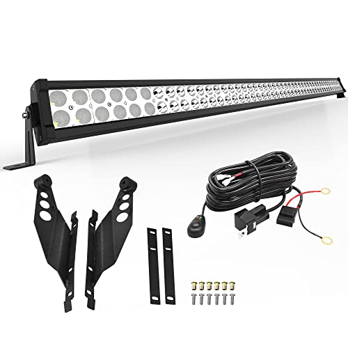 YITAMOTOR 50 Inch 288W Offroad LED Light Bar Compatible with 2005-2015 Toyota Tacoma with Upper Windshield Mounting Bracket + Wiring Harness for led Light bar Driving Light Fog Light 50 Inch