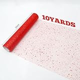 Zoom IMG-1 rotolo tulle rosso glitterato 30cm Zoom IMG-1 rotolo tulle rosso glitterato 30cm