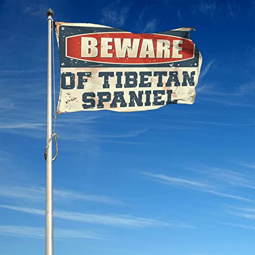 Bandeiras engraçadas para rapazes, cuidado com a bandeira tibetana spaniel decorações de piscina ao