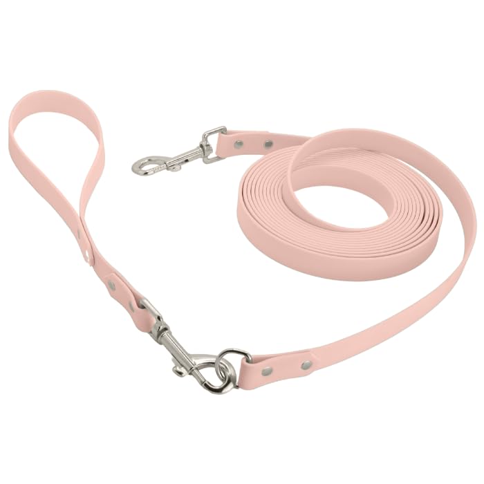 7m Schleppleine 19mm mit abnehmbaren Kurzführer (ohne Handschlaufe/Kein Verheddern) Extra Breite 19mm für Mittelgroße & Große Hunde (Pastell-Rosa - Gurtband)