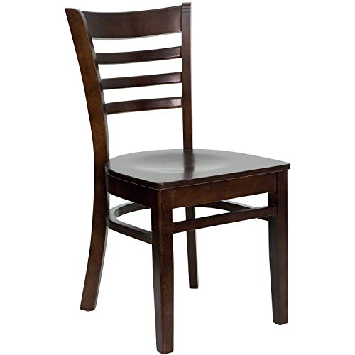 Image of Flash Furniture 2 Pack HERCULES Series Ladder Back Walnut Wood Restaurant Chair