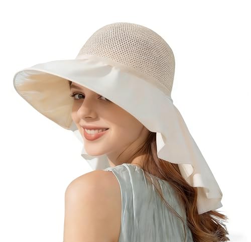 Sombreros de malla para mujer con protección UV y bufanda miniatura 1