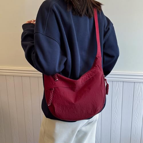 Crescent Crossbody Bags for Women Nylon Slouchy Sling Bag Retro Nylon Canvas Crossbody Bag4