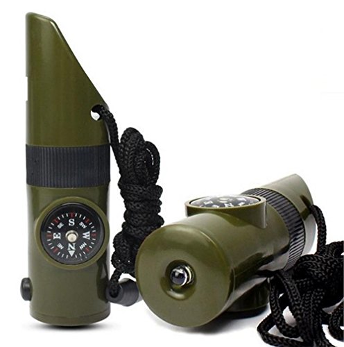 GuDeKe Multifonction extérieure Survie de Camping sifflet avec des lumières LED Boussole thermomètre Cover