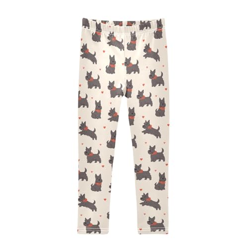 Dog Bows Girls Leggings,Workout Leggings for Girls Toddler Athletic Legging Size for 3-10T