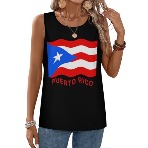 (Puerto-PR-Sate) Flag Funny Women's Sports Tank Tops Workout Athletic Running Sleeveless Shirts XL