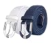 Marino Braided Stretch Belt - Fabric Woven Belt - Casual Weave Elastic Belt for Men and Women - PU Leather Loop and End Tip - Navy/White - L