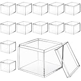 Clear Acrylic Plastic Square Cube Storage Containers with Lid - Stackable, 2.2 x 2.2 x 1.8 inch, Ideal for Candy & Jewelry Display