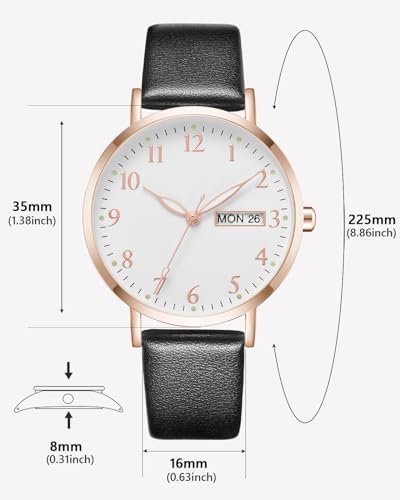 CIVO Ladies Watches Rectangular Analogue Quartz Watches for Women Leather Waterproof Fashion Girls Dress Wrist Watches Classic Retro, Elegant Gifts for Women