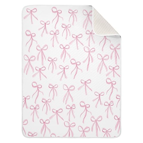 Bows Pink Cute Baby Swaddle Blanket for Boys and Girls, Muslin Baby Receiving Swaddle Blanket, Soft Cotton Nursery Swaddling Blankets for Newborn Toddler Infant
