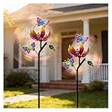 Schmetterling Windspiel Metall, 117cm/46in Windmühle Metall Garten, 3D Windrad Eisen...