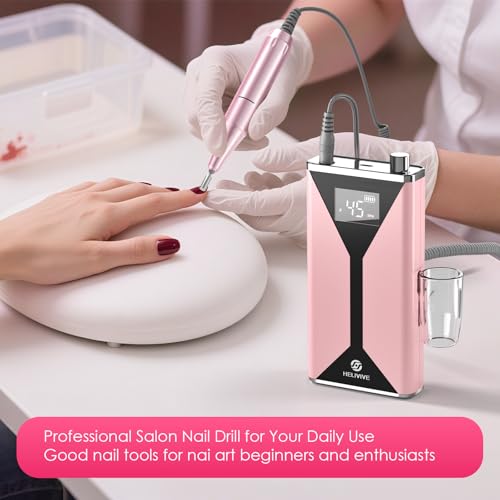 Image of Professional Electric Nail Drill 45000RPM Cordless Nail File | Portable & Rechargeable, 11 Drill Bits, for Shaping, Polishing & Removing Gel Nails for Salon Home (Pink)