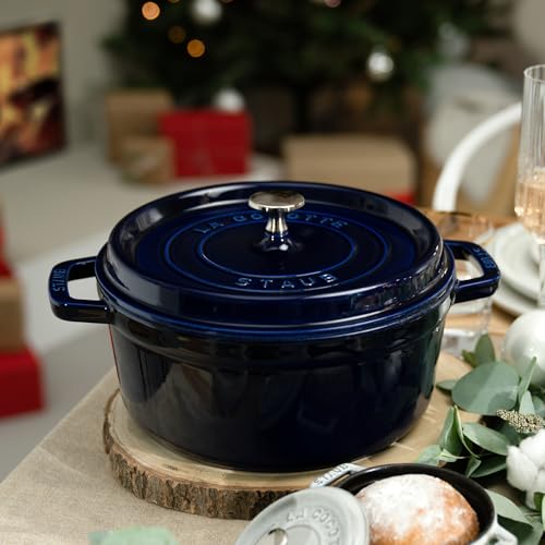 Image of Staub Cast Iron 4-qt Round Cocotte - Dark Blue, Made in France