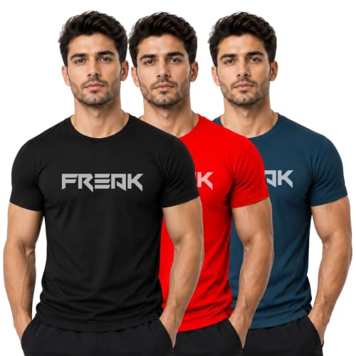 Image of 3Colours RGB Men's Gym Wear T-Shirt - Moisture-Wicking, Quick-Dry, Athletic Fit Workout Tee -Freak