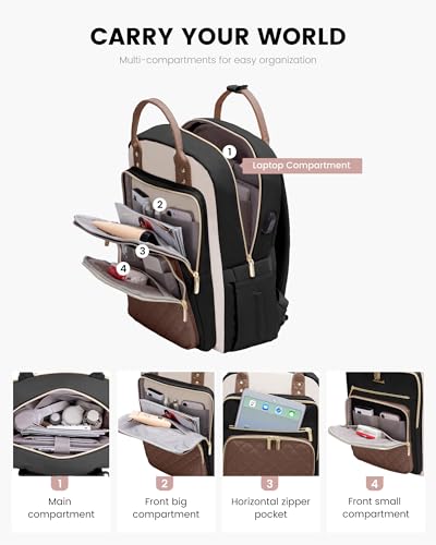 Image of LOVEVOOK Laptop Backpack Purse for Women, 15.6 inch Laptop Bag for Travel with USB Port, Water Resistant Lightweight Daypacks for College Work Business, Nurse Teacher Computer Backpacks