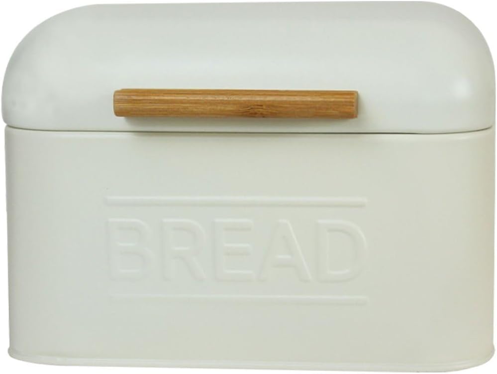 Bread Storage Box Retro Bread Bread Case Food Storage Box with Lid Metal Kitchen Storage Cookies for Kitchen White