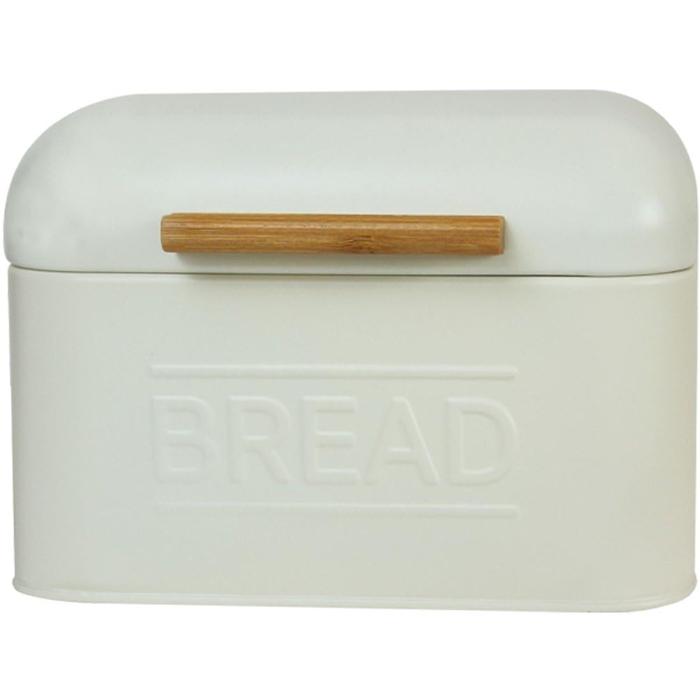Cocina de granja ordenada usando la caja de pan vintage con tapa