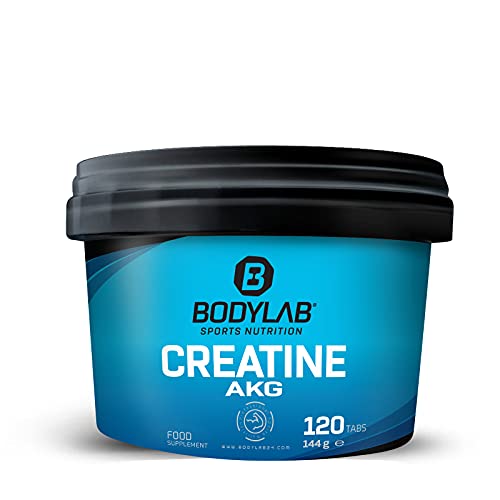 Bodylab24 Creatine AKG 120 Tabletten, 4.8g Kreatin AKG im Verhältnis 2:1 je Tagesdosis, angereichert mit Vitamin B6, B12 und Niacin (B3), Kreatin-Erfolgsformel für mehr Energie, Kraft & Muskelaufbau Cover