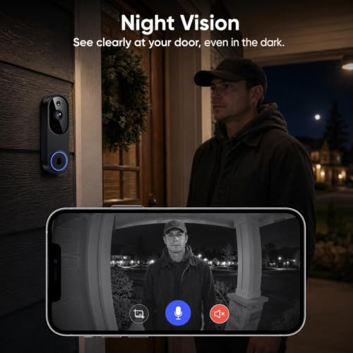 Wireless Indoor Outdoor Security Camera, Battery Video Doorbell Camera - Image 4