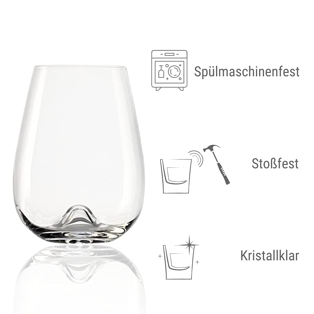 Stölzle Lausitz Vulcano Weinbecher 475 ml I Weißweingläser 6er Set I hochwertige Weingläser ohne Stiel spülmaschinenfest I Weißweinbecher Set stoßfest I schöne Gläser wie mundgeblasen
