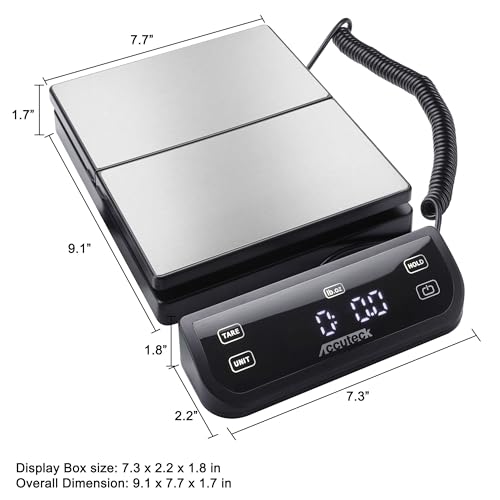 Image of Accuteck 8880 High Accuracy Digital Shipping Scale and Postal Scale, 0.1oz Precision (Stainless Steel with Touch Screen, 150LB)