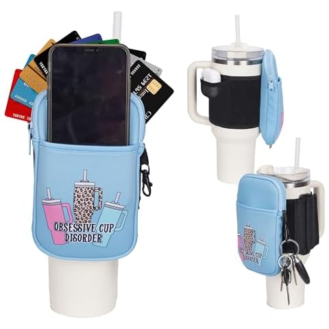 Primo Lines Blue Water Bottle Pouch – Cute Water Bottle Pouch for Stanley 20-40oz, Anti-Slip Sports Tumbler Accessories for Gym, Travel, Hiking, and Outdoor Adventures Cover