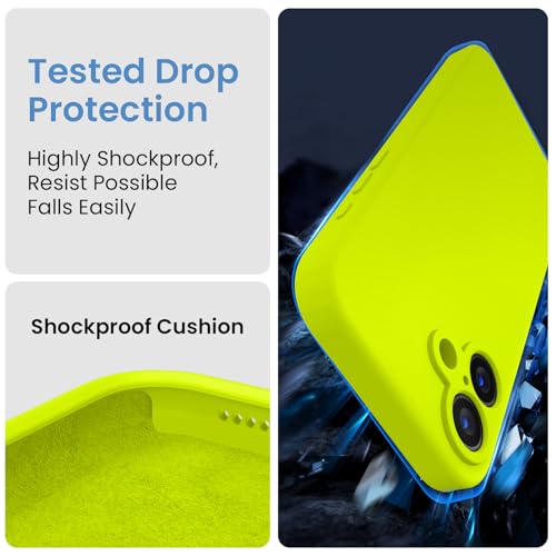 Image of FireNova Designed for iPhone 16 Case, Silicone Upgraded [Camera Protection] Phone Case, Soft Anti-Scratch Microfiber Lining Inside, 6.1 inch, Fluorescent Green