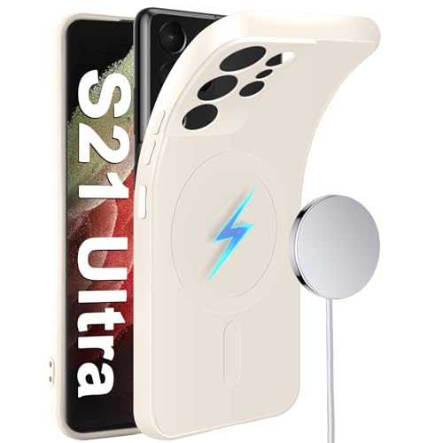 Coque Samsung S21 Ultra MagSafe en silicone blanc premium doux