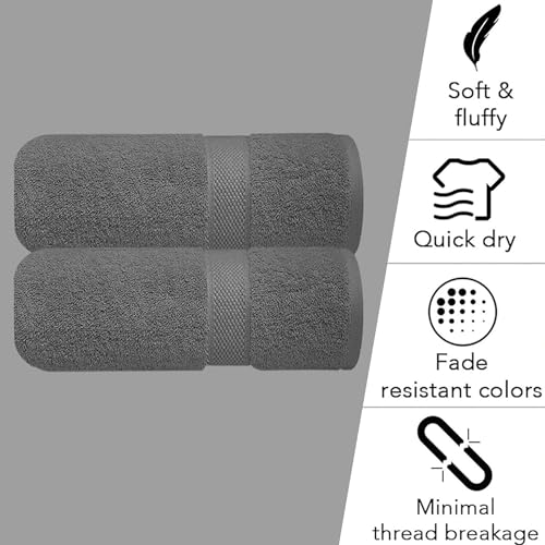 Image of Sulfar 100% Combed Cotton, Quick Drying Highly Absorbent, Luxury Hand Towel Set (Pack of 2, 40 X 70 cm) Grey