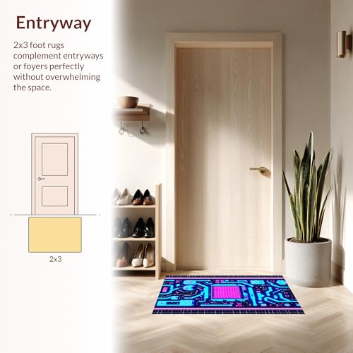 Tapete decorativo rectangular lavable 8'x10' azul miniatura 3