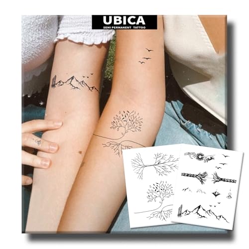 UBICA Tree of Life Semi Permanent Tattoo, Minimalist Fine Line Nature-Inspired Temporary tattoos for Arm, Realistic Waterproof Mountain Fake Tattoos for Adults, Non-Reflective, Lasts 1-2 Weeks