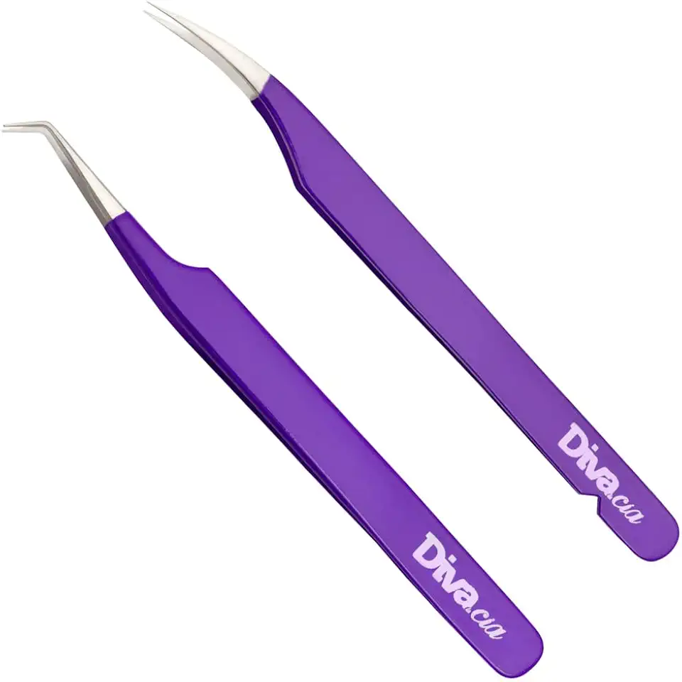 Kit 2 Pinças Extensão De Cílios Alta Precisão Para Volume Russo, Mega Volume, Fios Tecnológicos Lash Designer