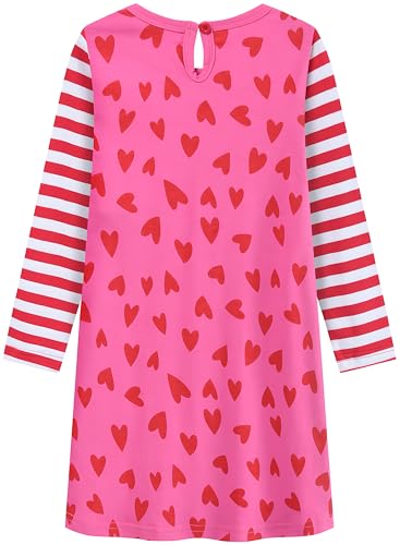 Tkria Valentines Toddler Girls Dress Kids Heart Shirts Ladybug Bow Butterfly Spring Pink Long Sleeve Outfits Clothes2