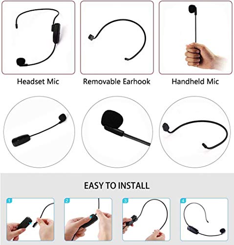 Wireless Microphone Headset,Rechargable Uhf Transmitter & Receiver Microphones System,2 In 1 Mic For Voice Amplifier,Pa System,Stage Speaker,Singing,Speaking,-Not Suitable For Iphone & Smartphones #TOP2
