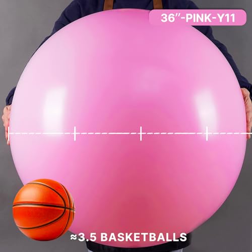 Image of PartyWoo Pink Balloons 4 pcs 36 Inch Extra Large Big Jumbo Giant Matte Pink Balloons for Valentine's Day Baby Shower Gender Reveal Princess Bachelorette Engagement Birthday Party Decorations Pink-Y11