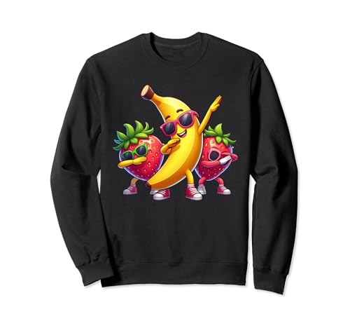 Dabbing Yellow Banana & Strawberry Funny Fruit Dab Dancing Sudadera