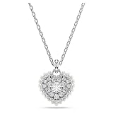 Swarovski Idyllia Pendant Necklace, Heart Pendant with Clear Round-Cut Stone and Clear Round Crystals in a Rhodium-Finished Setting, Part of the Swarovski Idyllia Collection Swarovski Idyllia Pendant Necklace, Heart Pendant with Clear Round-Cut Stone and Clear Round Crystals in a Rhodium-Finished Setting, Part of the Swarovski Idyllia Collection