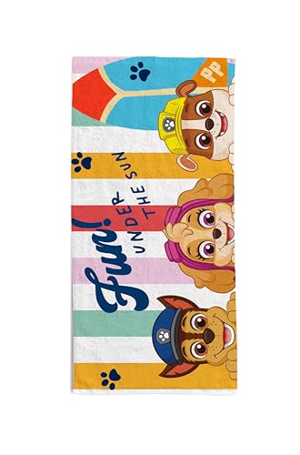 hermet, Toalla de Playa Paw Patrol, 70 x 140 cm, Toalla de Playa o Piscina, 100% algodón Suave, práctica y Ligera