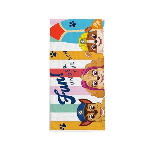 hermet, Toalla de Playa Paw Patrol, 70 x 140 cm, Toalla de Playa o Piscina, 100% algodón Suave, práctica y Ligera